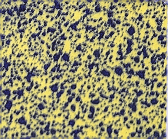 A black and yellow pattern of dots that shows the spray pattern.