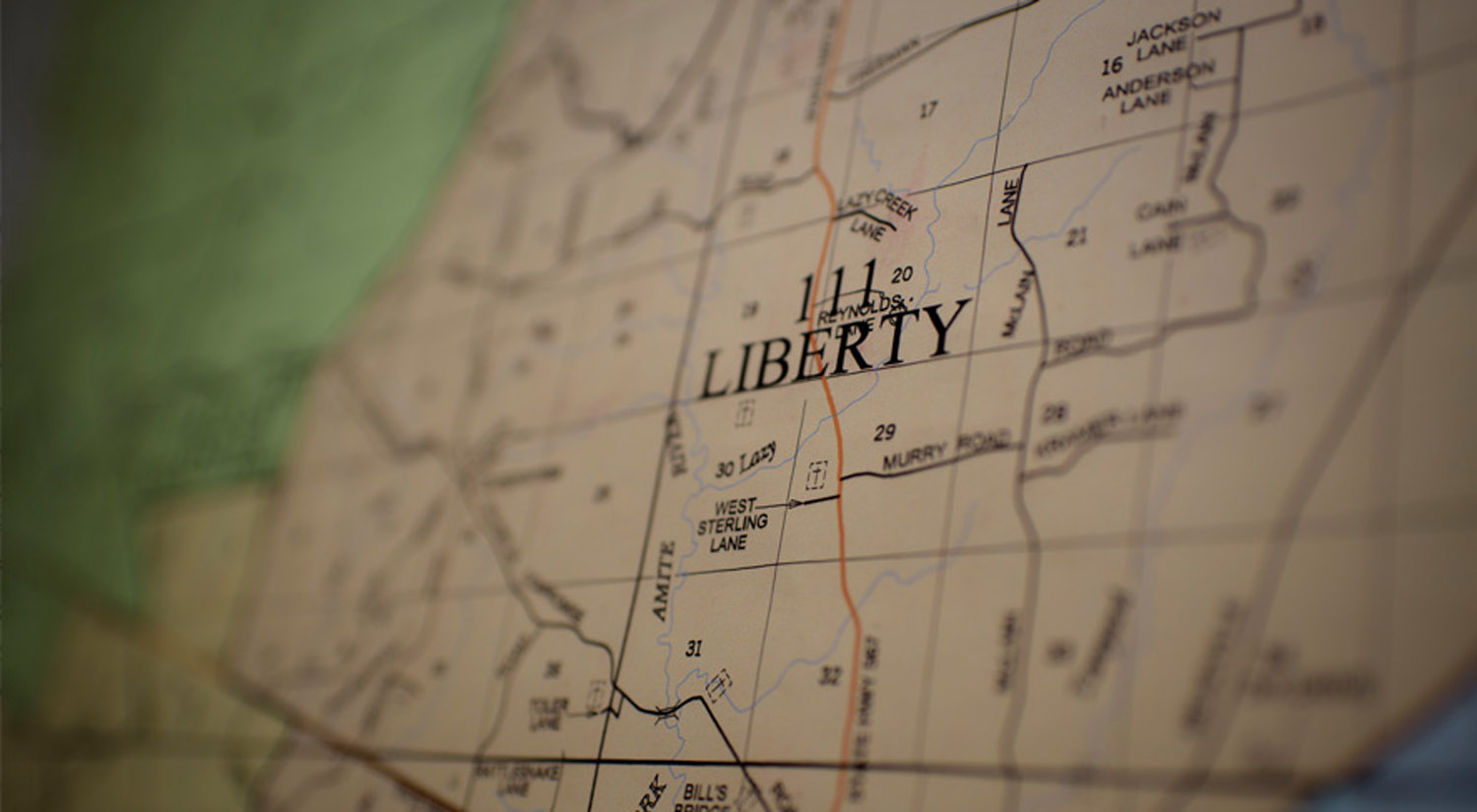 Map shows Liberty, Mississippi
