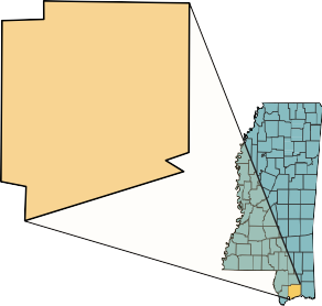Mississippi map showing location of Harrison County.