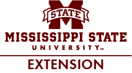 Maroon and white Mississippi State Extension logo