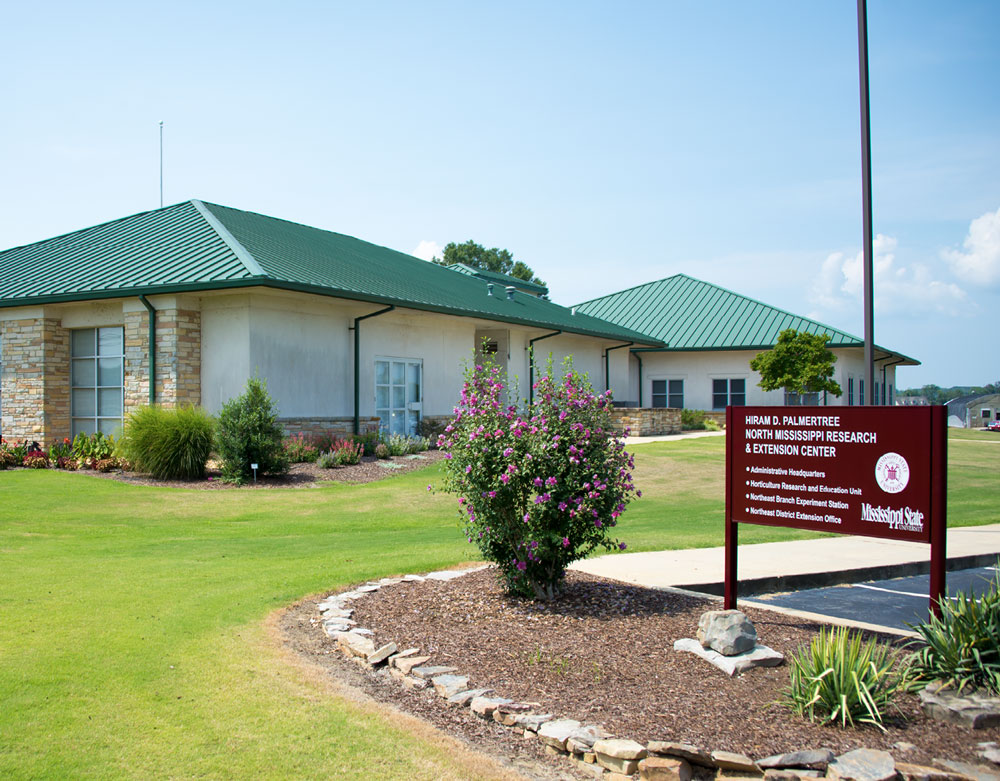 Hiram D. Palmertree North Mississippi Research and Extension Center building and signage.