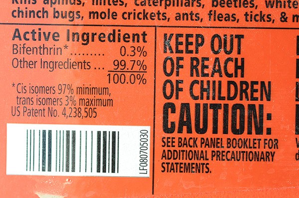 A pesticide label showing the signal word "Danger."