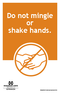 Poster with text "Do not mingle or shake hands."