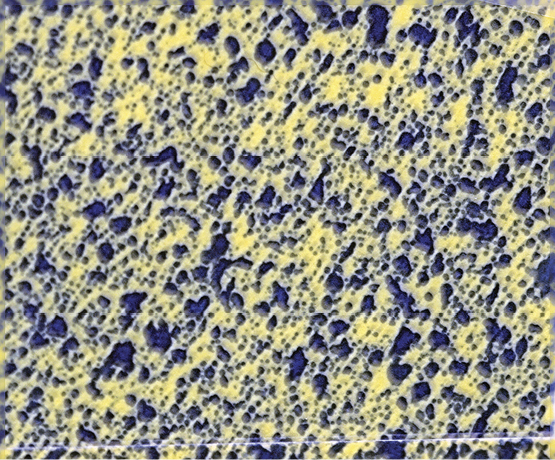 A black and yellow pattern of dots that shows the spray pattern.