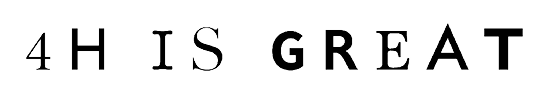 Image of the words "4H is great" written in a mix of serif and sans serif fonts.