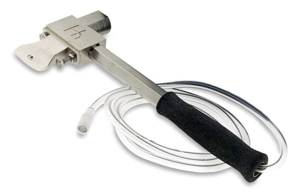 A product image of a Hypo-Hatchet is shown with tube attachment.