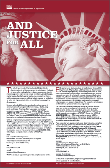 Image of the "And Justice for All" poster that is displayed in every Extension office.