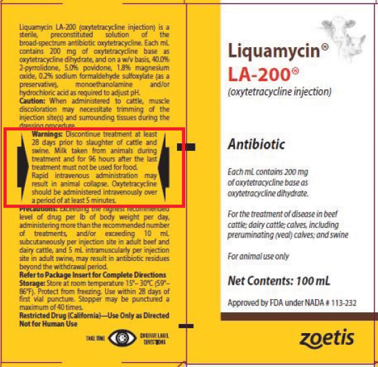 A sample antibiotic label with a red square around the warning section..