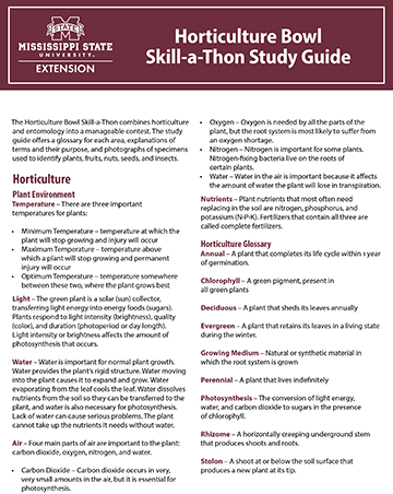 Front cover of Extension Publication 4114, Horticulture Bowl Skill-a-Thon Study Guide.