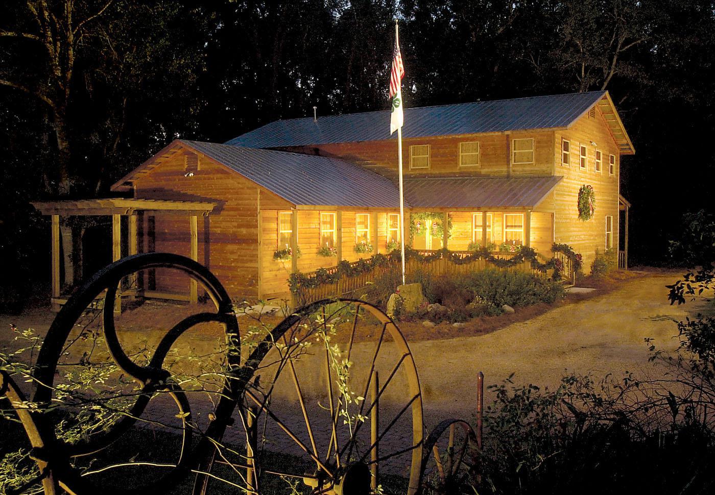 The Mississippi 4-H Learning Center and Pete Frierson 4-H Museum lights up the night during the holiday season. (Photo by Jim Lytle)