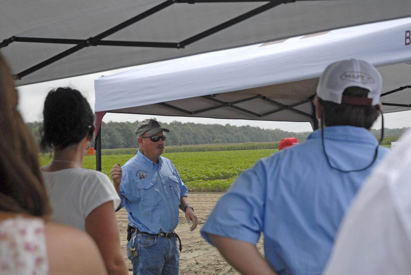 Don Cook, Mississippi Agricultural and Forestry Experiment Station researcher, spoke on insect issues related to the state’s primary row crops at the Agronomic Crops Field Day at the R.R. Foil Plant Science Research Center in Starkville.