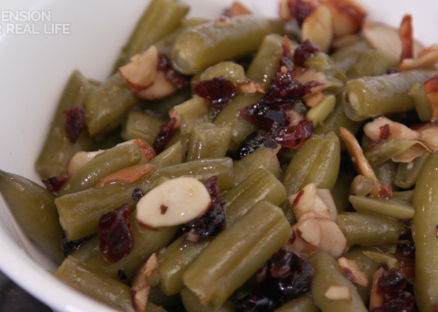 Green Bean, Cranberry and Nut Salad in a bowl