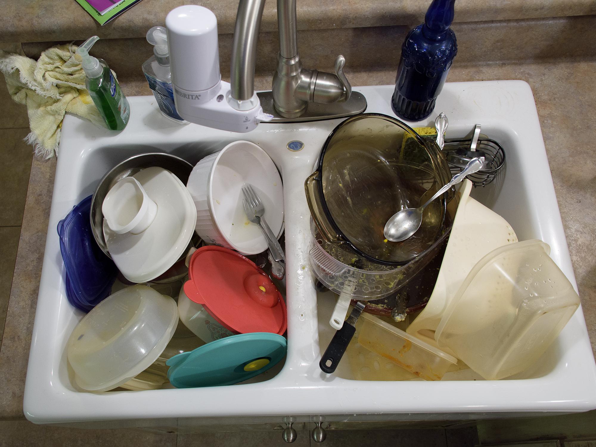 Leaving dirty dishes in the sink provides a feast for pests. Integrated pest management emphasizes practical, cost-efficient strategies for keeping rodents and insects out of the home. (Photo by MSU Extension Service/Kevin Hudson)