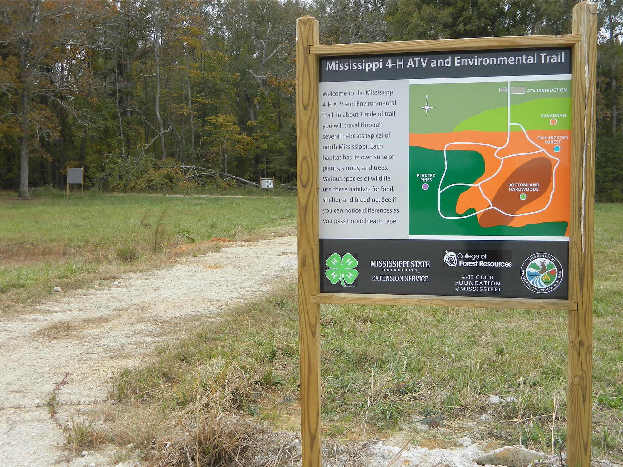 Use off-road vehicles on designated trails, such as this one at the Jimmy Bryan 4-H Youth Complex in West Point, Mississippi, to reduce negative impacts on the environment. (Photo by MSU Extension Service/Leslie Burger)