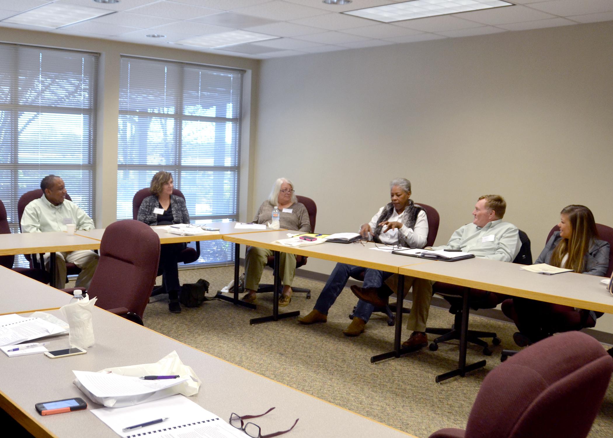 A group of small ruminant and swine producers gathered to discuss research and educational priorities during the Central Mississippi Producer Advisory Council meeting Feb. 16, 2016, in Raymond, Mississippi. The meeting brings area agricultural producers and industry leaders together with MSU personnel for the exchange of ideas and concerns. (Photo by MSU Extension Service/Susan Collins-Smith)