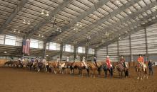 Contestants in the youth Western pleasure class await results of the competition at the Mississippi State University Bulldog Classic AQHA show. (Photos courtesy of Brenda Fuquay.)