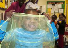 Preschooler Alvin Bush enjoys a creative playtime on Feb. 8, 2013, at Love and Learn Daycare, a four-star-rated child care center in Crawford, Miss. (Photo by MSU Extension Service/Brandi Burton)