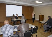 U.S. Department of Agriculture Under Secretary for Rural Development Lisa Mensah, seated at left, visited Mississippi Jan. 23, 2015 during her first trip since being confirmed for the post. (Photo by MSU Ag Communications/Nathan Gregory)