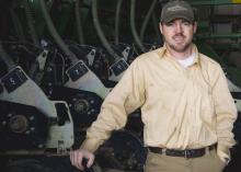 Judd Davis' education did not stop when he graduated from Mississippi State University in 2007, and he continues learning how to be a better farmer on his family's land in Bolivar County. This photo was taken on his farm near Shaw, Mississippi, on Feb. 27, 2015. (Photo by MSU Ag Communications/Kevin Hudson)