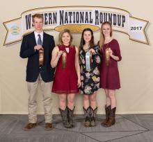 Union County 4-H members (from left) Avery Moody, Mallory Moore, Lana Estes and Ashton Buscha placed eighth in the team judging phase of hippology. Estes earned the 10th high point individual overall judging and honorable mention in the written exam and slide phase. (Submitted photo)