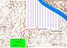 Graphic showing of map a grid pattern used to blood trail deer.