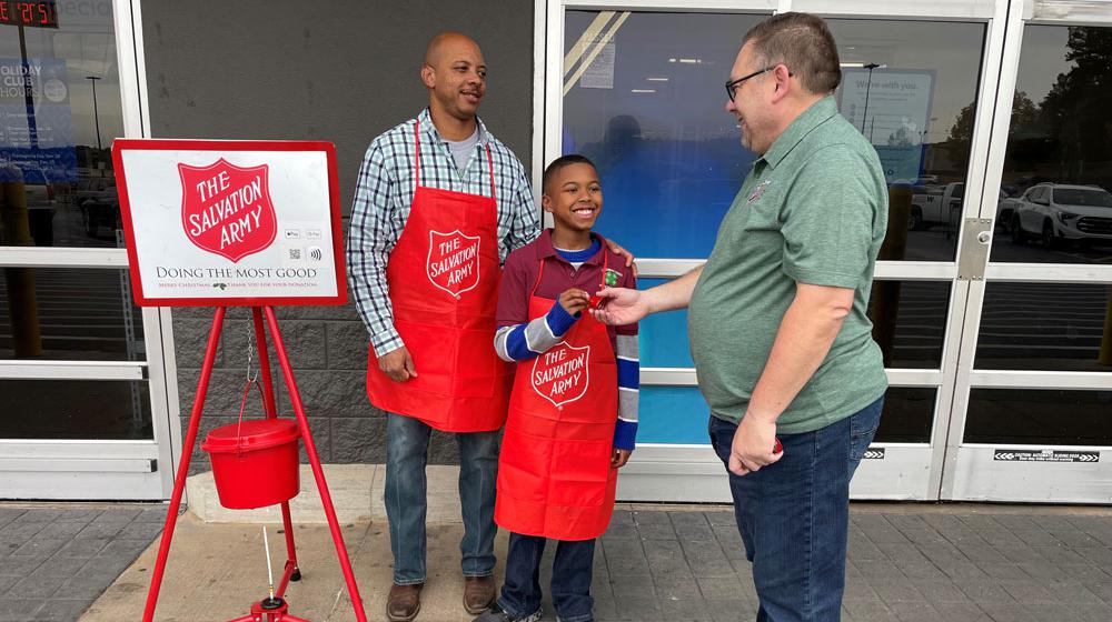 Salvation Army holiday money collection.