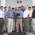 MSU's Kappa Sigma fraternity raised $20,000 for the national Catch-A-Dream Foundation this year through their annual Charity Classic football game against the members of Sigma Chi. Kappa Sigma leadership is pictured here with the plaque they received to commemorate their donation. Pictured from left are: (front row) Newton Wiggins, Darrell Daigre from Mossy Oak, Jim Hunter Walsh, Marty Brunson from Catch-A-Dream, and Phillip Bass; (back row) alumni advisor Kevin Randall, Henry Minor, Hunt Gilliland, Luke Ui