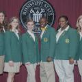 Six 4-H leaders will represent the state at the 2014 National 4-H Conference in Washington, D.C.. From left are: Belle Failla of Hancock County; Marisa Laudadio of Alcorn County; Mary Kate Gaines of Tate County; Mitchell Young of Oktibbeha County; Timera Rodgers of DeSoto County; and Elsa Schmitz of Pearl River County. (Photo by MSU Ag Communications/Scott Corey)