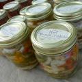 Jars of home canned pickled vegetables