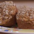 pumpkin spice oatmeal muffins on a colorful plate