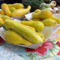 Yellow squash is among the fruits and vegetables available for purchase at the Starkville Farmers Market on May 2, 2017. Early spring temperatures allowed some truck crops producers to plant their fruit and vegetable crops a little early this year. (Photo by MSU Extension Service/Kevin Hudson)