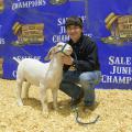 A teenage boy poses with a goat.