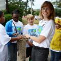 Leslie Burger, an instructor with the Mississippi State University Extension Service, teaches children about animals that inhabit Mississippi forests. (Photo by MSU College of Forest Resources/David Ammon)