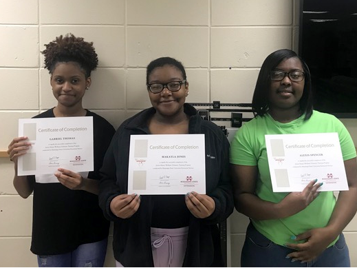 Three of thirty-one students who completed the JMWV program in Lowndes County, MS.